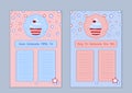 Set of templates with cute hand drawn cupcake illustrations