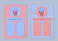 Set of templates with cute hand drawn cupcake illustrations