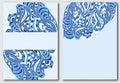 Set of templates for design invitations or flyers in blue tones