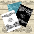 Set templates of frames with doodle floral elements Royalty Free Stock Photo