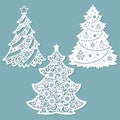 Set of templates for laser cutting. Christmas trees . Vector Royalty Free Stock Photo