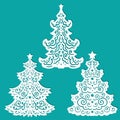 Set of templates for laser cutting. Christmas trees. Vector Royalty Free Stock Photo