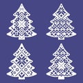 Set of templates for laser cutting. Christmas trees. Vector Royalty Free Stock Photo