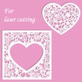 Set of templates for laser cutting in the shape of a heart. Vector Royalty Free Stock Photo