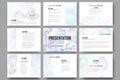 Set of 9 templates for presentation slides. Hand Royalty Free Stock Photo