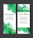 Set of templates of vertical blanks with green leaves