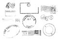 Set of ten antique vintage postal marks. Royalty Free Stock Photo