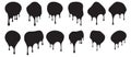 Set of ten black decors with paint drips. Vector illustration for your design Royalty Free Stock Photo