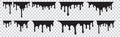 Set of ten black melt, drips or liquid paint drops. Vector illustration for your design