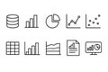 Set of ten black outline icons for data visualization and analytics tools Royalty Free Stock Photo