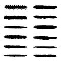 Set of ten black vector grunge ink brush strokes for your design Royalty Free Stock Photo