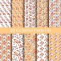 Set of ten colorful patterns Royalty Free Stock Photo