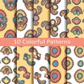 Set of ten colorful patterns Royalty Free Stock Photo