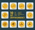 Set of ten different cryptocurrency icons on a light background Royalty Free Stock Photo