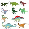 Set of ten different dinosaurs Royalty Free Stock Photo