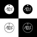 Set Ten discount percent tag icon isolated on black and white background. Shopping tag sign. Special offer sign Royalty Free Stock Photo