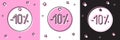 Set Ten discount percent tag icon isolated on pink and white, black background. Shopping tag sign. Special offer sign Royalty Free Stock Photo