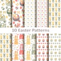 Set of ten easter patterns Royalty Free Stock Photo