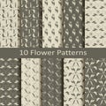 Set of ten flower patterns Royalty Free Stock Photo