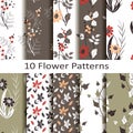 Set of ten flower patterns