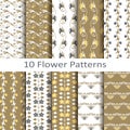 Set of ten flower patterns Royalty Free Stock Photo