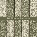 Set of ten flower patterns Royalty Free Stock Photo