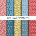 Set of ten flower patterns Royalty Free Stock Photo