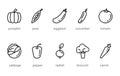 Set of ten healthy food outline icons, vegetables symbols for web and applications