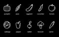 Set of ten healthy food outline icons, vegetables symbols for web and applications