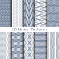 Set of ten lineal patterns Royalty Free Stock Photo