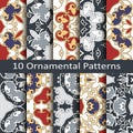 Set of ten ornamental patterns Royalty Free Stock Photo