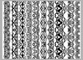 Set of ten seamless endless decorative lines. Indian Henna Border decoration elements patterns in black and white colors. Could b Royalty Free Stock Photo