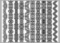 Set of ten seamless endless decorative lines. Indian Henna Border decoration elements patterns in black and white colors. Could b Royalty Free Stock Photo