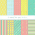 Set of ten seamless patterns. Cute abstract endless textures. Royalty Free Stock Photo