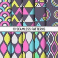 Set of ten seamless patterns. Modern stylish textures. Kiddie ornaments