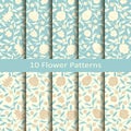 Set of ten seamless vector arabesque patterns with flowers. design for covers, packaging, interior, textile Royalty Free Stock Photo