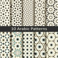 Set of ten seamless vector arabic traditional geometric patterns. design for covers, packaging, textile