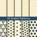 Set of ten seamless vector arabic traditional geometric patterns. design for covers, packaging, textile