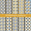 Set of ten seamless vector geometric patterns. design for tiles, cover, textile Royalty Free Stock Photo