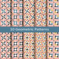 Set of ten seamless vector geometric patterns. design for tiles, cover, textile Royalty Free Stock Photo