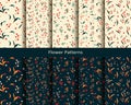 Ten seamless vector flower patterns. seamless template in swatch panel. design for textile, print, wrapping Royalty Free Stock Photo