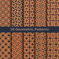 Set of ten seamless vector geometric colorful patterns. design for package, cover, textile Royalty Free Stock Photo