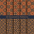 Set of ten seamless vector geometric colorful patterns. design for package, cover, textile Royalty Free Stock Photo