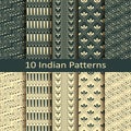 Set of ten seamless vector indian patterns Royalty Free Stock Photo