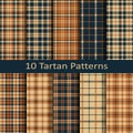 Set of ten seamless vector square scottish tartan patterns.design for covers, textile, packaging, christmas