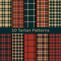 Set of ten seamless vector square scottish tartan patterns.design for covers, textile, packaging, christmas Royalty Free Stock Photo