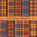 Set of ten seamless vector tartan colorful patterns Royalty Free Stock Photo