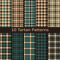 Set of ten seamless vector trendy scottish tartan patterns. design for wrapping, packaging, covers, cloths