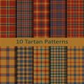 Set of ten seamless vector trendy tartan square scottish patterns. design template for cover, cloths, packaging Royalty Free Stock Photo