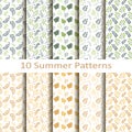 Set of ten summer patterns Royalty Free Stock Photo